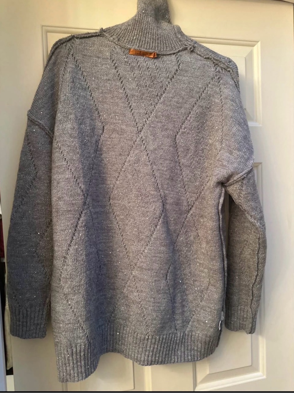 Bellini Gray Diamond-Pattern Turtleneck Sweater
